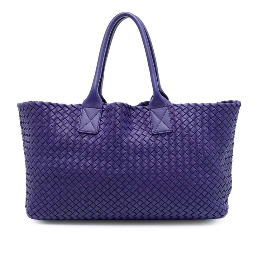 Bottega Veneta Medium Lambskin Intreccio Cabat Tote Purple Leather Good condition - Front View