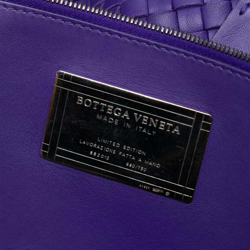 Bottega Veneta Medium Lambskin Intreccio Cabat Tote Purple Leather Good condition - Box View