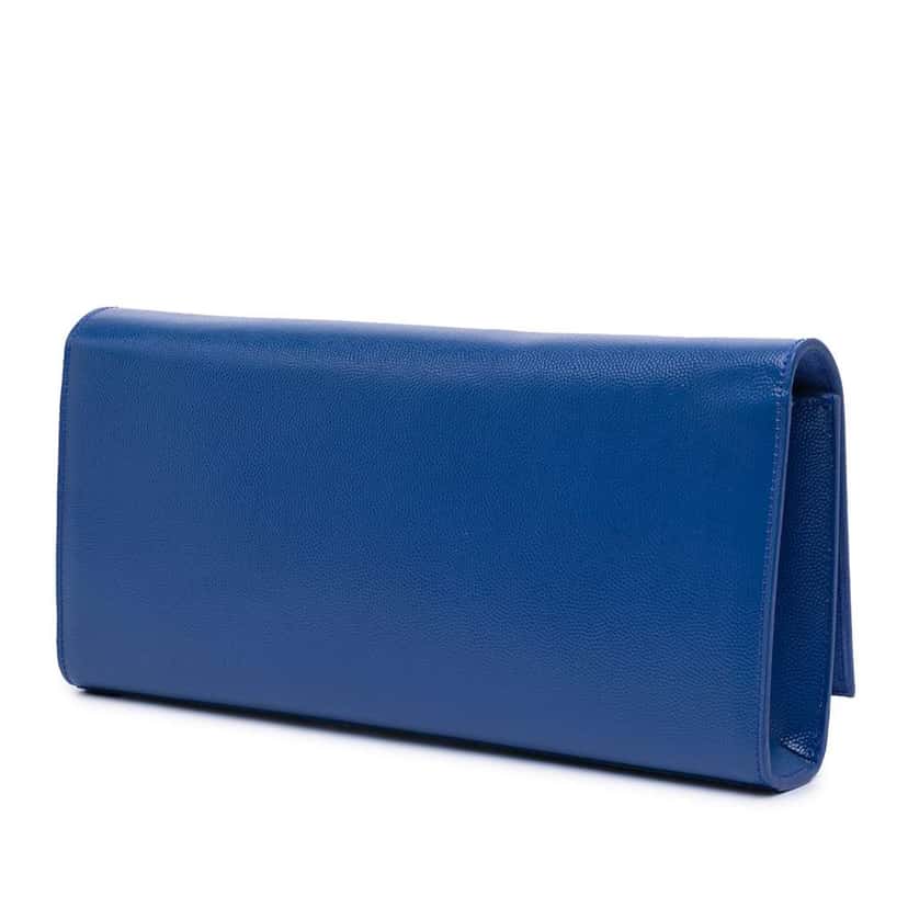 Saint Laurent Grain De Poudre Cassandre Clutch Blue Leather Good condition - Back View