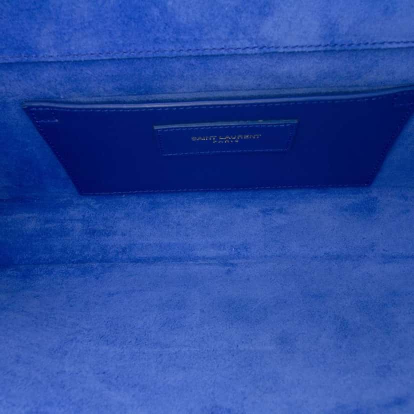 Saint Laurent Grain De Poudre Cassandre Clutch Blue Leather Good condition - Model View