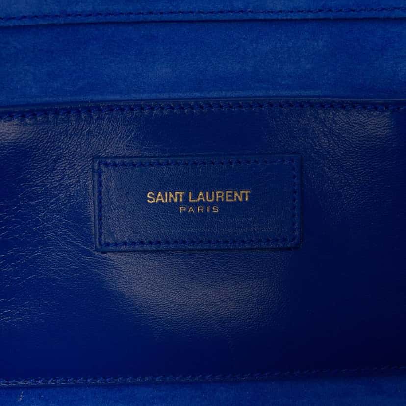 Saint Laurent Grain De Poudre Cassandre Clutch Blue Leather Good condition - Box View