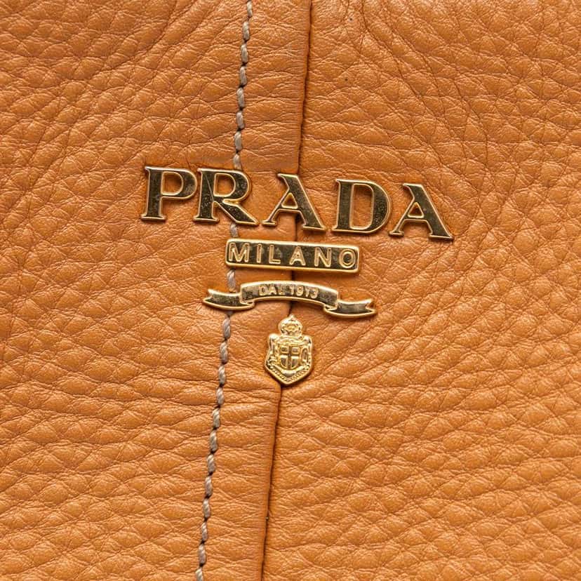 Prada Vitello Daino Hobo Bag Brown Leather Good condition - Box View