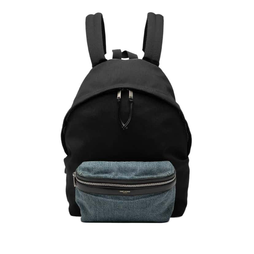 Saint Laurent Nylon and Denim Classic Hunting Backpack Black Good condition - Front View