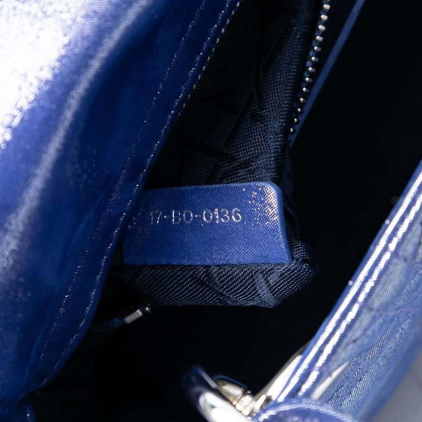 Dior Mini Iridescent Lambskin Cannage Lady Dior Blue Leather Good condition - Box View