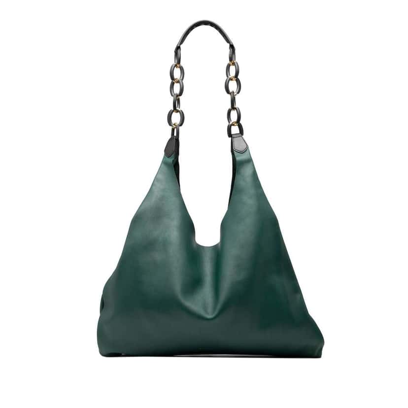 Burberry Soft Leather Wrapped Chain Shopper Hobo Green Leather Very good condition - Front View
