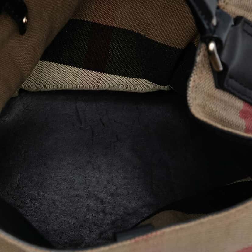 Burberry Medium Mega Check Canvas Ashby Bucket Bag Brown Canvas Good condition - Model View