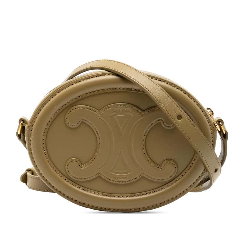 Celine Small Calfskin Cuir Triomphe Oval Crossbody Green Leather Very good condition - Front View