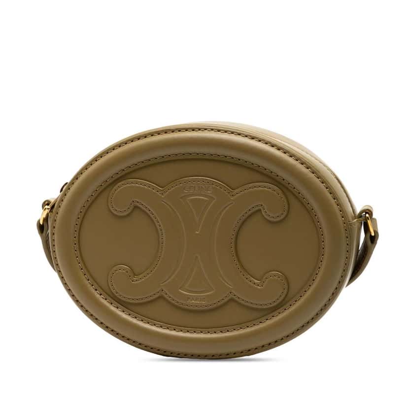 Celine Small Calfskin Cuir Triomphe Oval Crossbody Green Leather Very good condition - Back View
