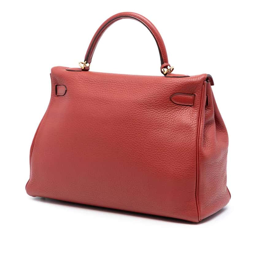 Hermès Togo Kelly II Retourne 35 Red Leather Fair condition - Back View