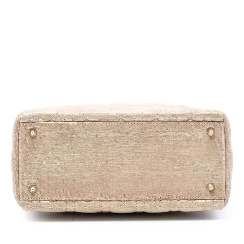 Dior Medium Iridescent Lambskin Cannage Lady Dior Gold Leather Good condition - Inside View