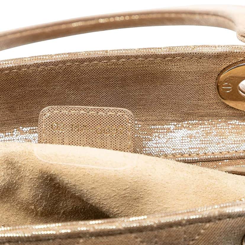 Dior Medium Iridescent Lambskin Cannage Lady Dior Gold Leather Good condition - Box View
