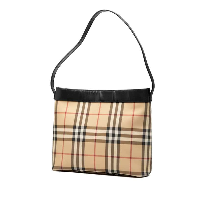 Burberry House Check Canvas Shoulder Bag Brown Canvas Good condition - Back View