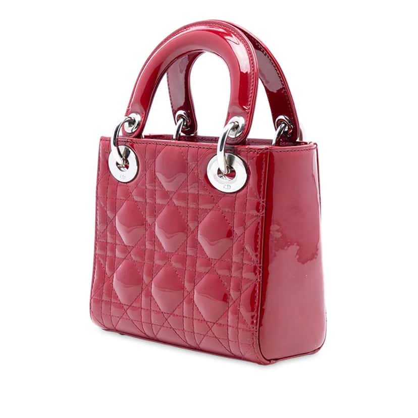 Dior Mini Patent Cannage Lady Dior Red Leather Good condition - Back View