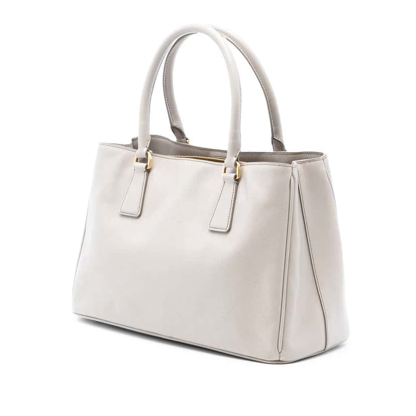 Prada Medium Saffiano Lux Galleria Satchel Grey Leather Good condition - Back View