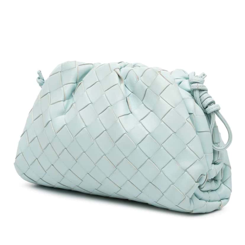 Bottega Veneta Nappa Intrecciato The Mini Pouch Crossbody Blue Leather Good condition - Back View