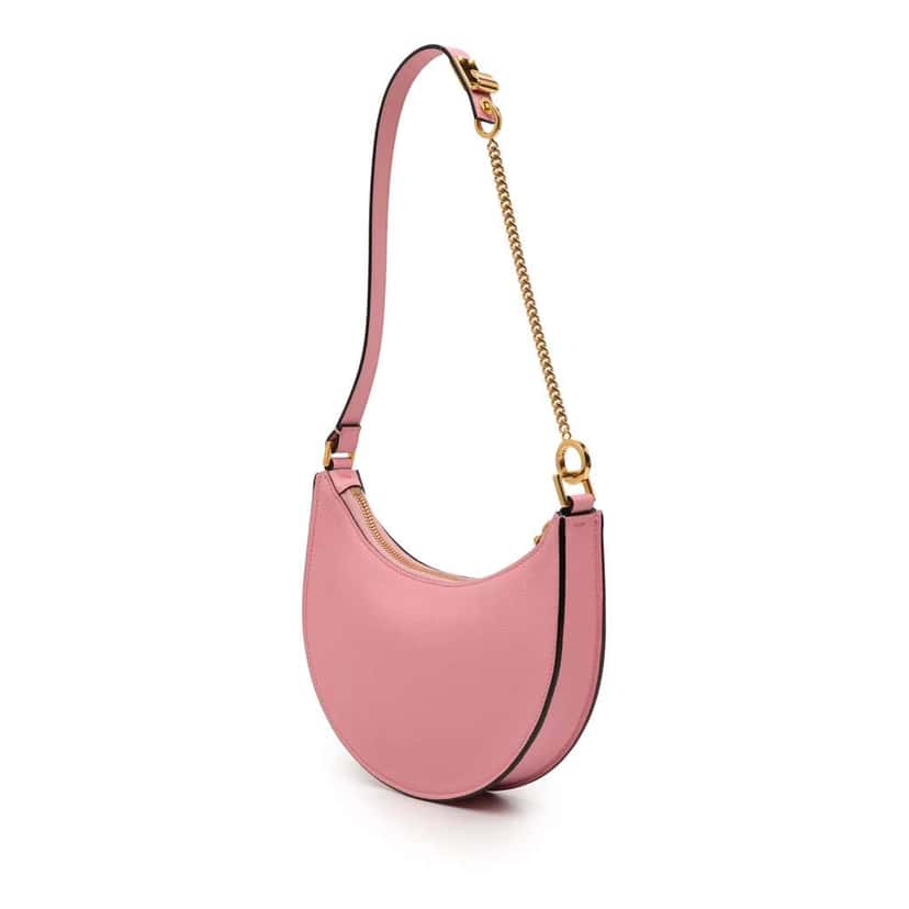 Valentino Mini Grainy Calfskin VLogo Hobo Pink Leather Good condition - Back View