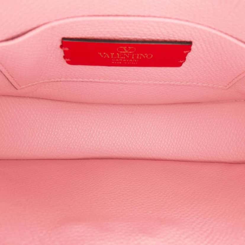 Valentino Mini Grainy Calfskin VLogo Hobo Pink Leather Good condition - Model View