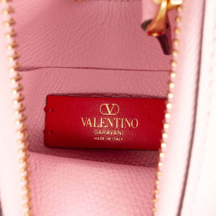 Valentino Mini Grainy Calfskin VLogo Hobo Pink Leather Good condition - Box View