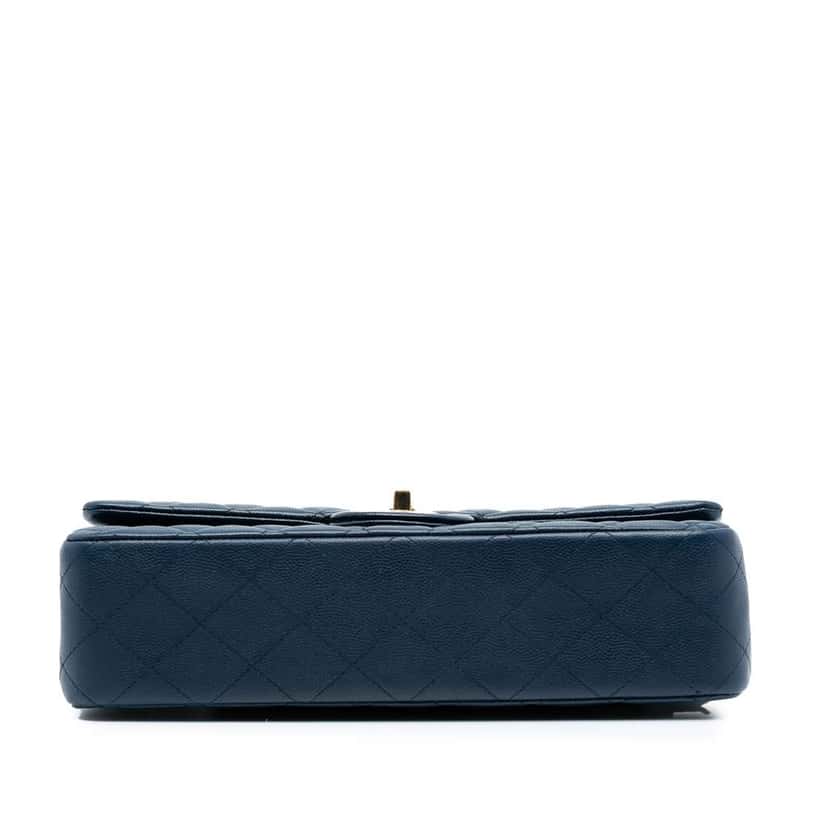 Chanel Medium Classic Caviar Double Flap Blue Leather Good condition - Inside View