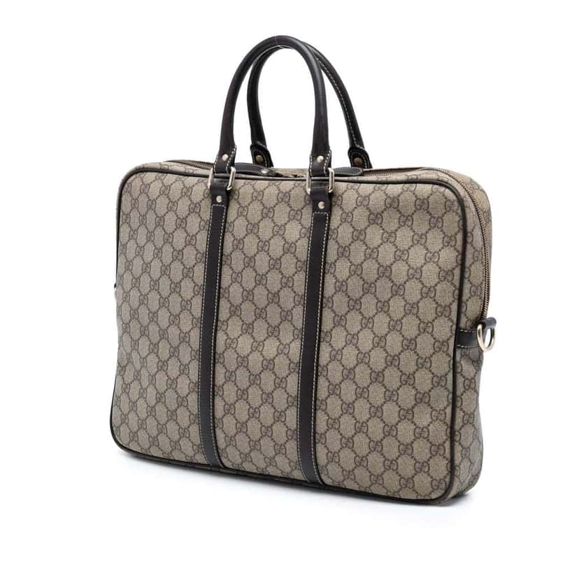 Gucci GG Supreme Business Bag Brown Canvas Good condition - Back View