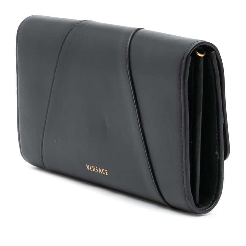 Versace Leather Crystal Virtus Chain Crossbody Black Leather Good condition - Back View