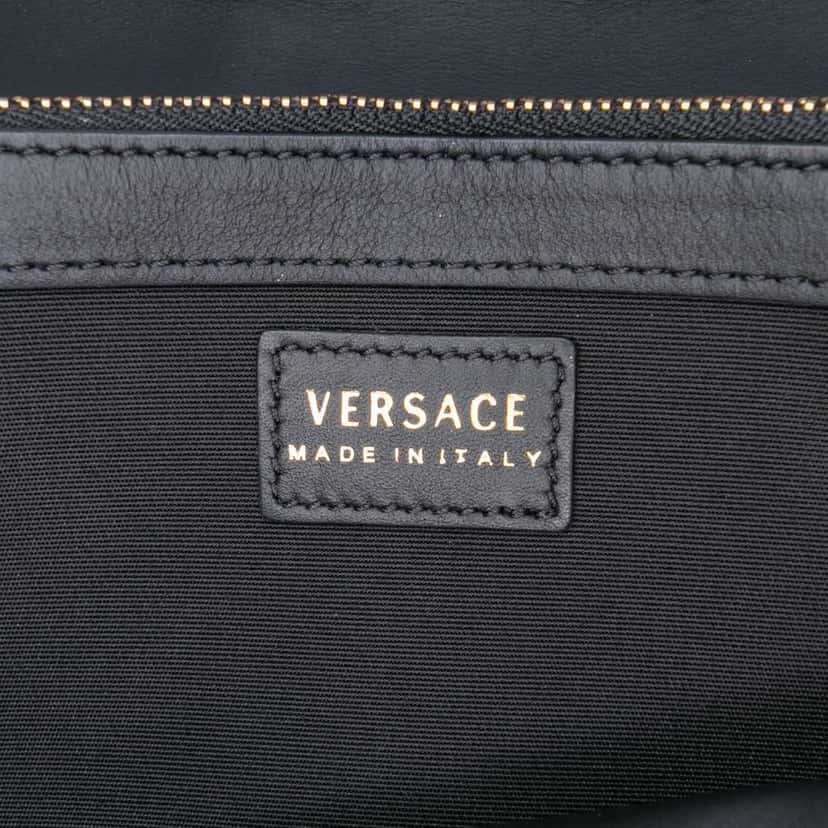 Versace Leather Crystal Virtus Chain Crossbody Black Leather Good condition - Box View