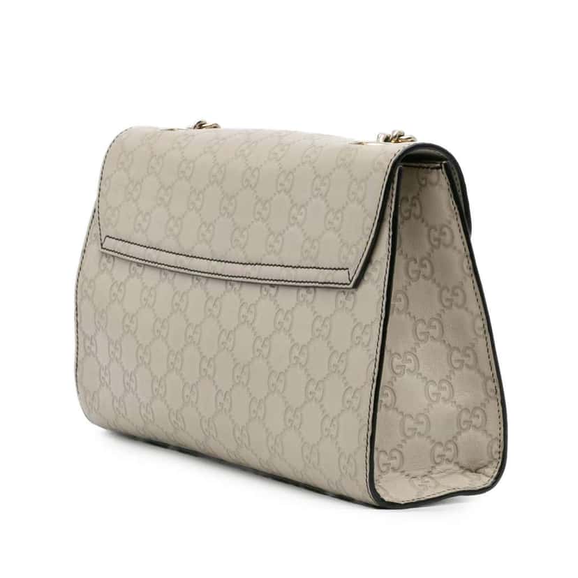 Gucci Medium Guccissima Emily Shoulder Bag White Leather Good condition - Back View