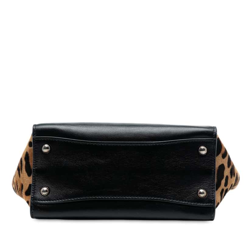 Prada Glace Calf Ponyhair Twin Pocket Satchel Black Leather Good condition - Inside View