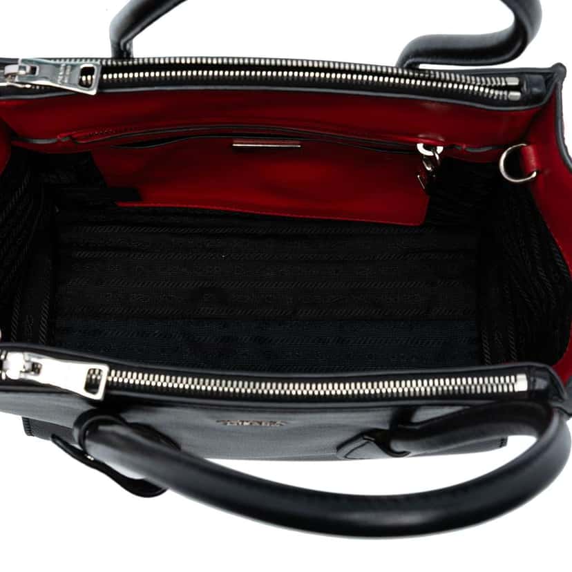 Prada Glace Calf Ponyhair Twin Pocket Satchel Black Leather Good condition - Model View