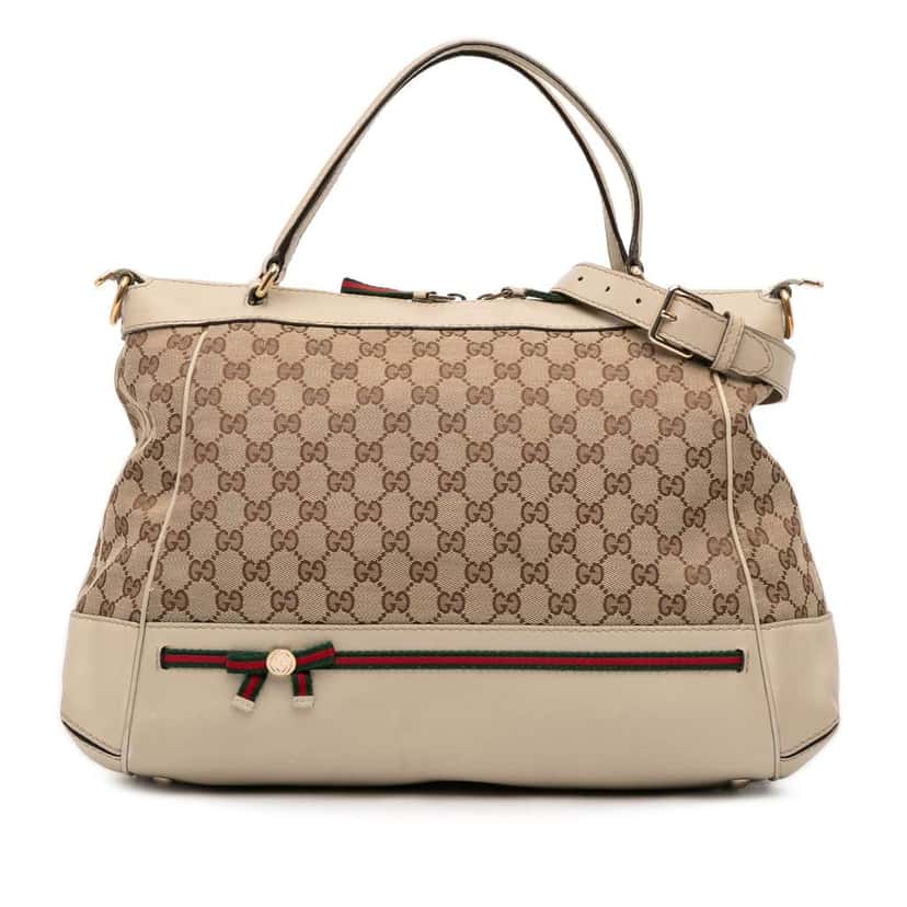 Gucci GG Canvas Web Mayfair Satchel Brown Canvas Good condition - Front View