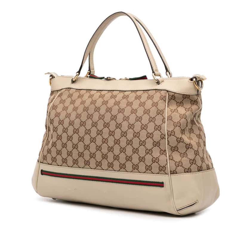 Gucci GG Canvas Web Mayfair Satchel Brown Canvas Good condition - Back View