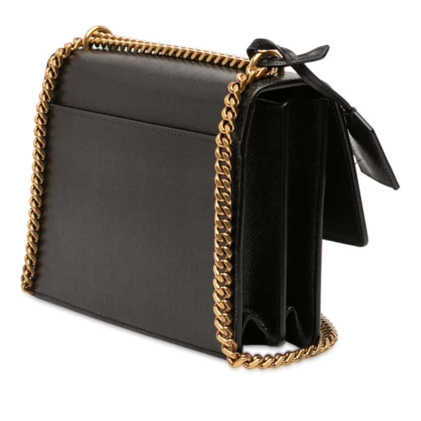 Saint Laurent Medium Grained Calfskin Monogram Sunset Crossbody Black Leather Good condition - Back View