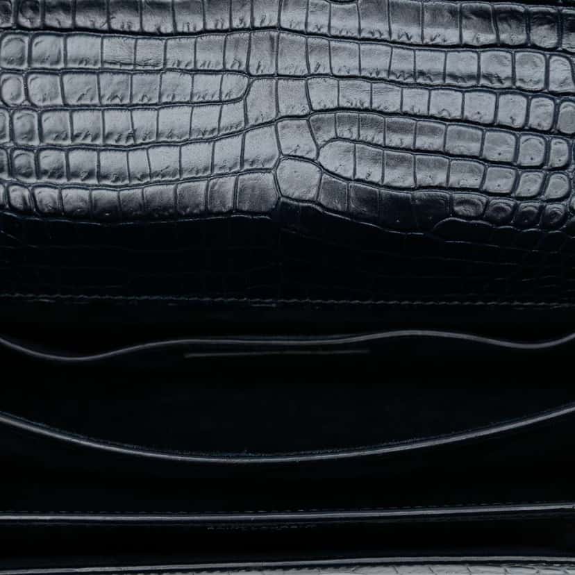 Saint Laurent Medium Croc Embossed Monogram Sunset Bag Black Leather Good condition - Model View