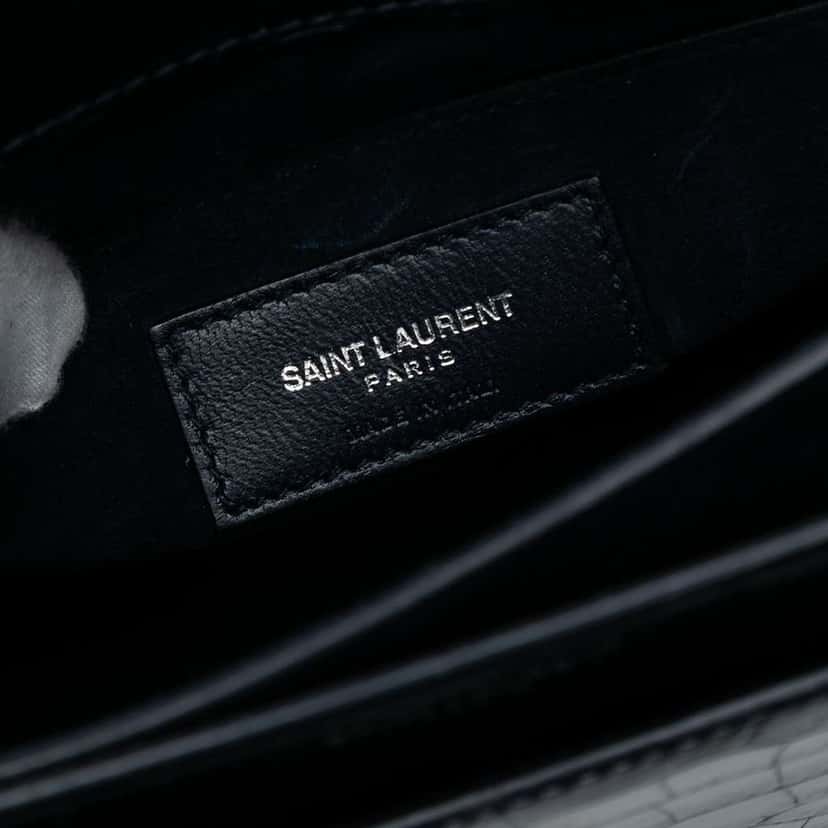 Saint Laurent Medium Croc Embossed Monogram Sunset Bag Black Leather Good condition - Box View