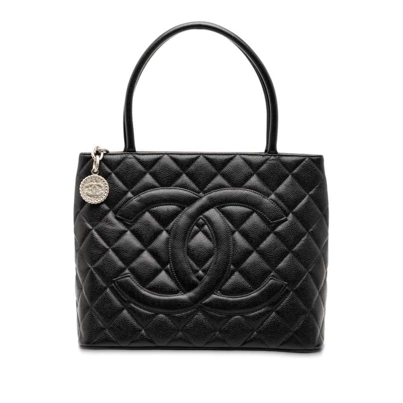 Chanel Caviar Medallion Tote Black Leather Very good condition - Front View