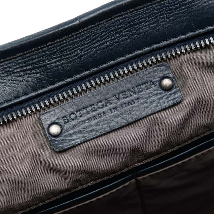 Bottega Veneta Nappa Intrecciato Business Bag Blue Leather Good condition - Box View