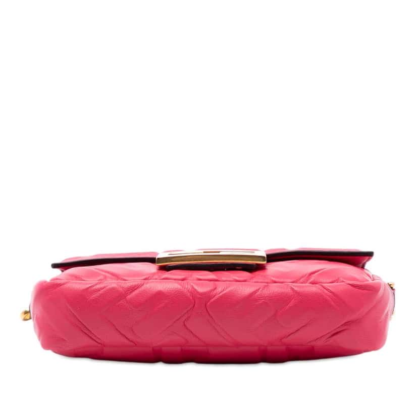 Fendi Mini Zucca Embossed Leather Baguette Satchel Pink Leather Very good condition - Inside View