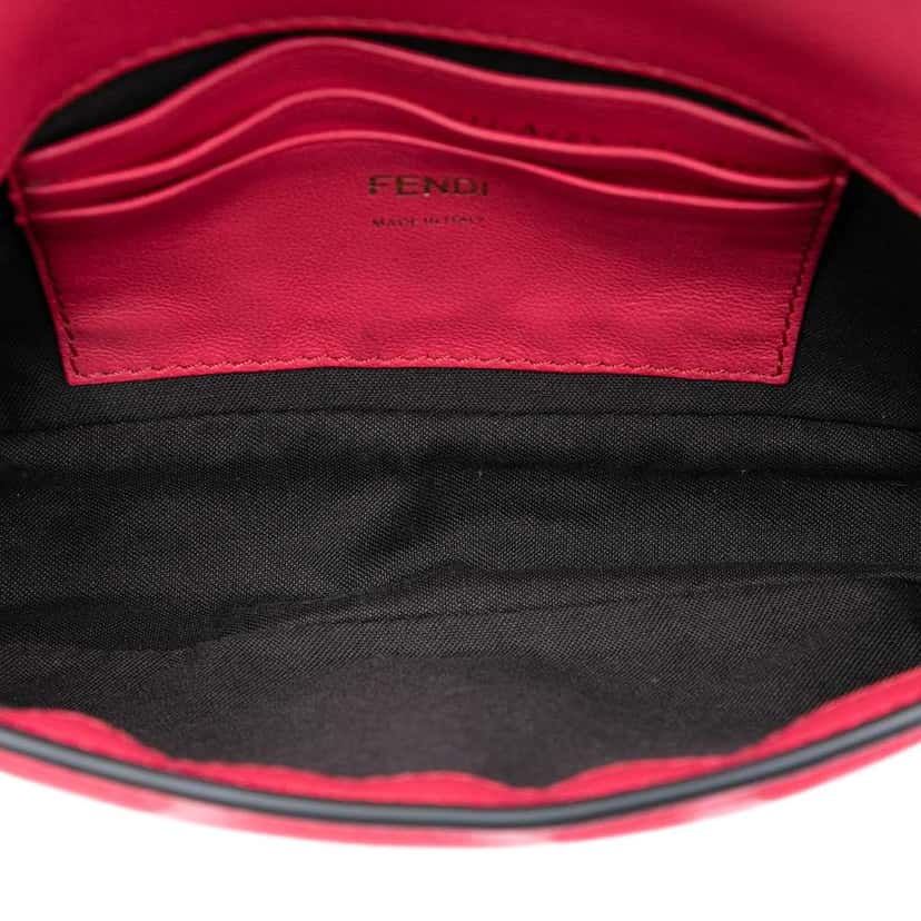 Fendi Mini Zucca Embossed Leather Baguette Satchel Pink Leather Very good condition - Model View