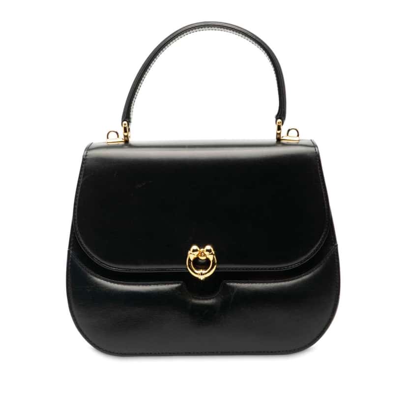 Gucci Leather Horsebit Top Handle Bag Black Leather Good condition - Front View