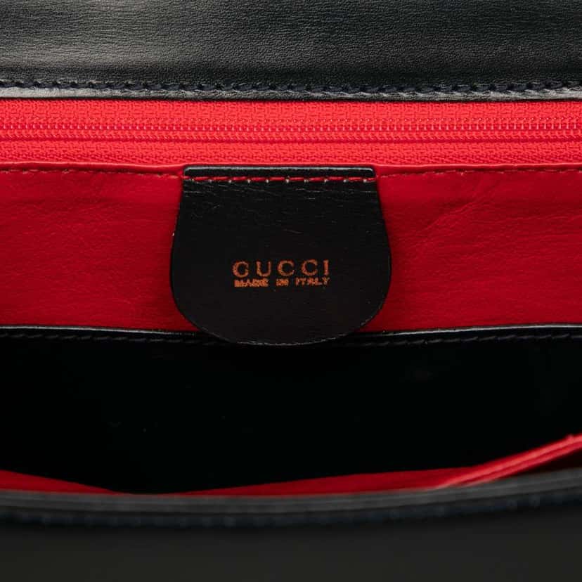 Gucci Leather Horsebit Top Handle Bag Black Leather Good condition - Box View