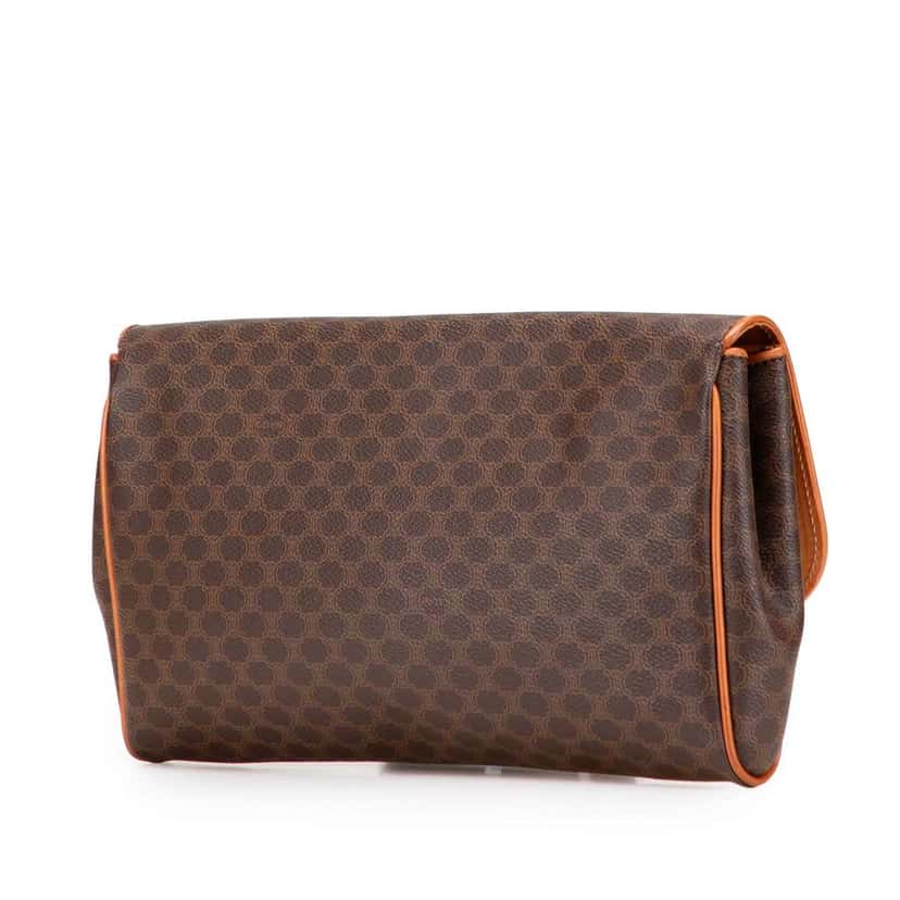 Celine Macadam Coated Canvas Clutch Brown Canvas Good condition - Back View