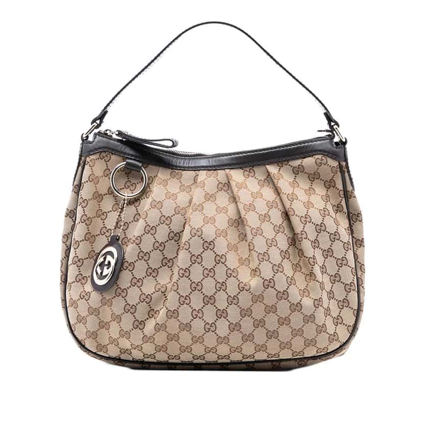 Gucci GG Canvas Sukey Shoulder Bag Brown Canvas Good condition - Front View