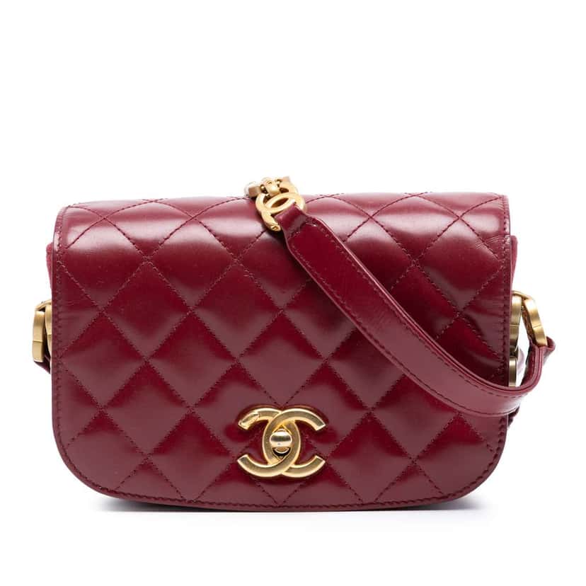 Chanel Mini Shiny Calfskin My Sweet CC Flap Red Leather Good condition - Front View