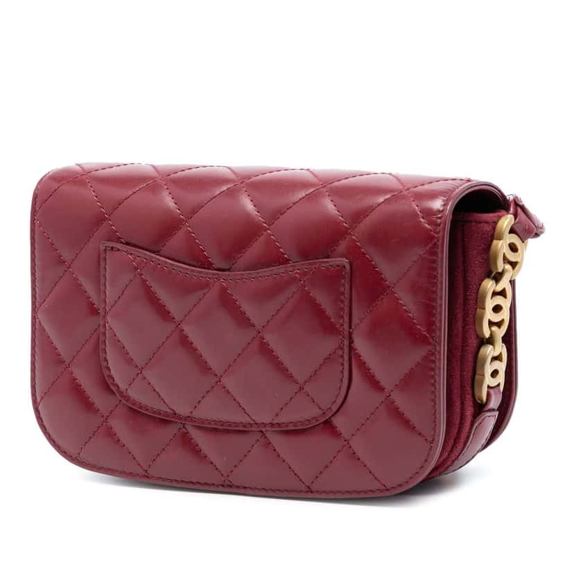 Chanel Mini Shiny Calfskin My Sweet CC Flap Red Leather Good condition - Back View