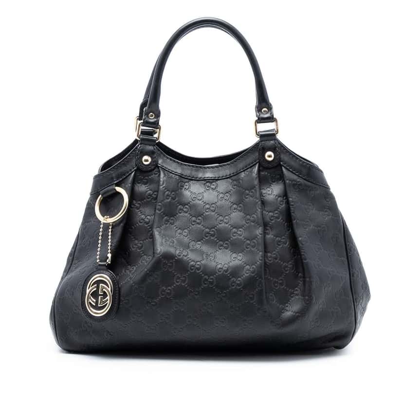 Gucci Medium Guccissima Sukey Tote Black Leather Good condition - Front View