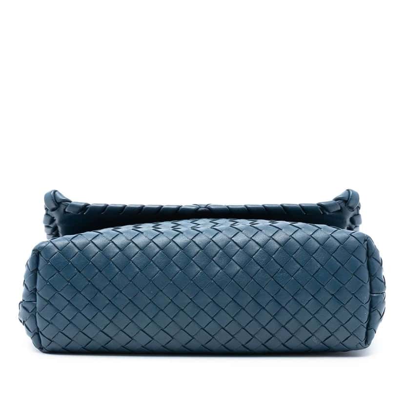 Bottega Veneta Small Nappa Intrecciato Olimpia Shoulder Bag Blue Leather Good condition - Inside View