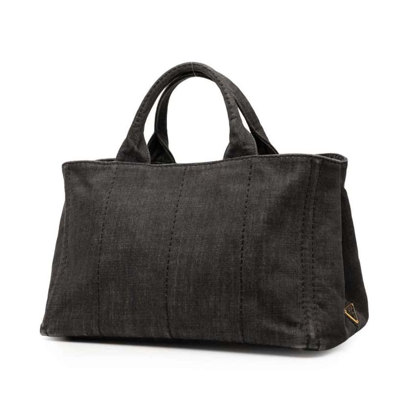 Prada Denim Canapa Logo Satchel Black Denim Very good condition - Back View