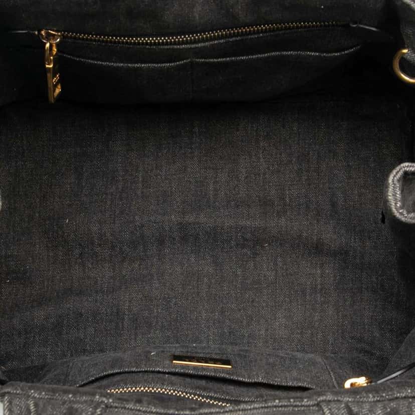 Prada Denim Canapa Logo Satchel Black Denim Very good condition - Model View