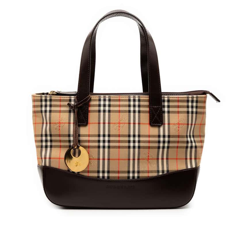 Burberry Haymarket Check Canvas Tote Brown Canvas Good condition - Front View