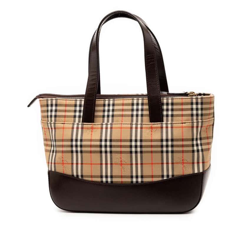 Burberry Haymarket Check Canvas Tote Brown Canvas Good condition - Back View